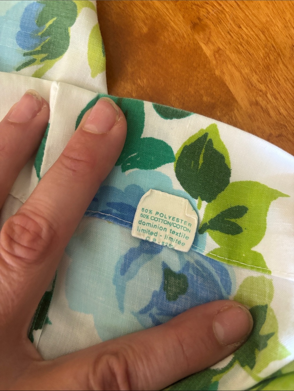 Floral Blue & Green Pillowcase - Soft Cotton Bedding - Picture 2 of 5